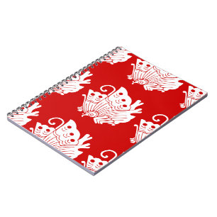 Caderno Espiral Design de Kamon Japonês com Borboleta Asiática