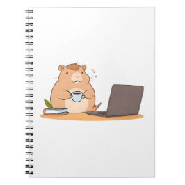 Caderno Espiral Design de Laptop Café do Programador Capivara Fofa