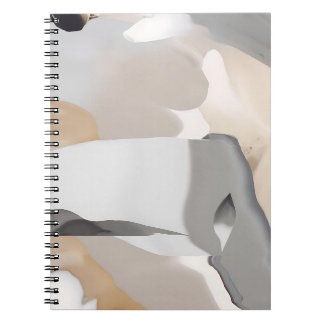 Caderno Espiral Design de mármore líquido Abstrato neutro (Frente)
