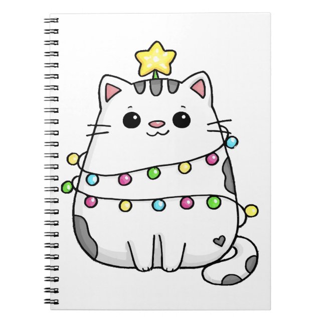 Caderno Espiral Design de Natal de Gato Bonito (Frente)