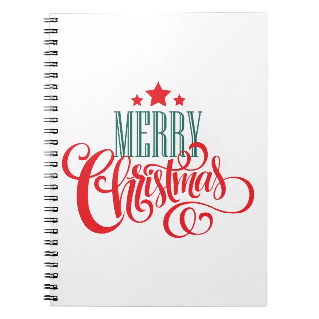 Caderno Espiral Design de Natal e estrelas (Frente)