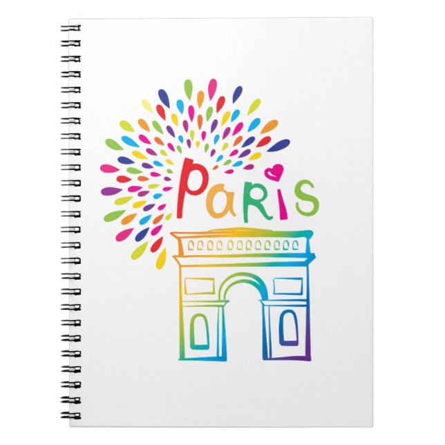 Caderno Espiral Design de néon de Paris France | Arco do Triunfo | (Frente)