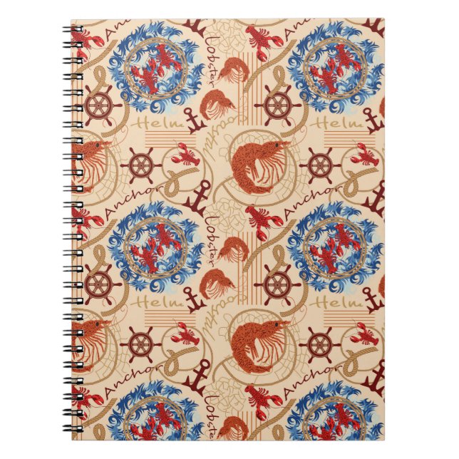 Caderno Espiral Design de núcleo do Crustáceo (Frente)