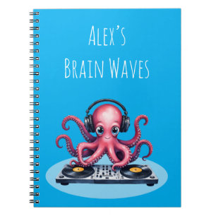 Caderno Espiral Design de Ondas Cerebrais de DJ Polvo Personalizad