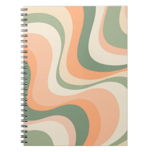 Caderno Espiral Design de ondas retrorreflectoras modernas multico