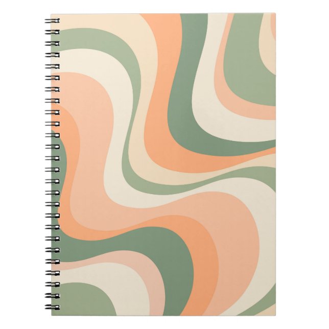 Caderno Espiral Design de ondas retrorreflectoras modernas multico (Frente)