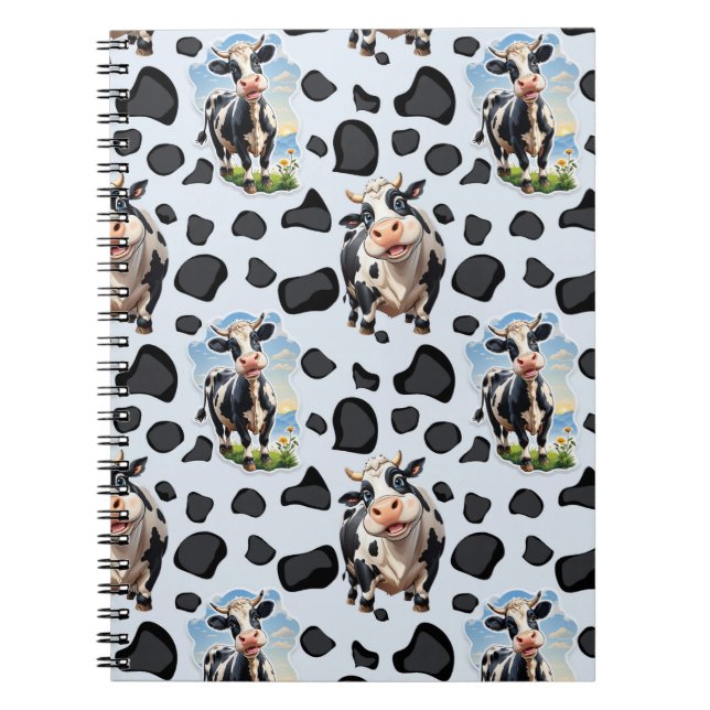 Caderno Espiral Design de padrão animal de vaca (Frente)