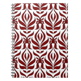 Caderno Espiral Design de padrão branco e vermelho sem costura