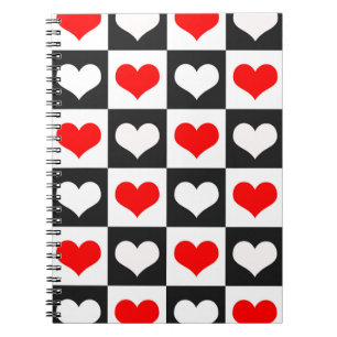 Caderno Espiral Design de Padrão Cardíaco de Amor Geométrico