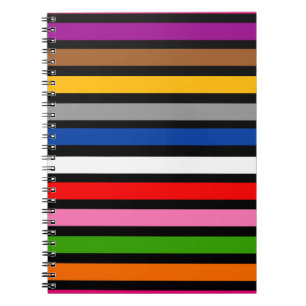Caderno Espiral Design de Padrão de Linhas de Listras Multicolores