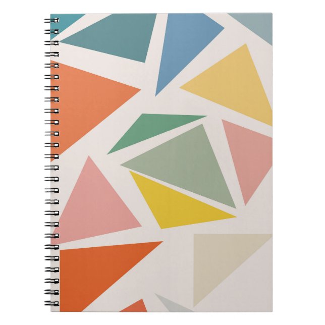 Caderno Espiral Design de padrão de triângulo geométrico colorido (Frente)