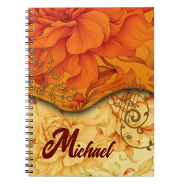 Caderno Espiral Design de padrão floral elegante