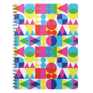 Caderno Espiral design de padrão geométrico abstrato.