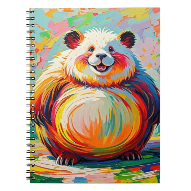 Caderno Espiral Design de panda-arte abstrato gigante colorida (Frente)