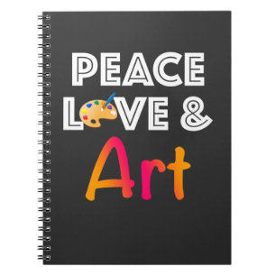 Caderno Espiral Design de Paz de Amor e Arte com Paleta de Pintor