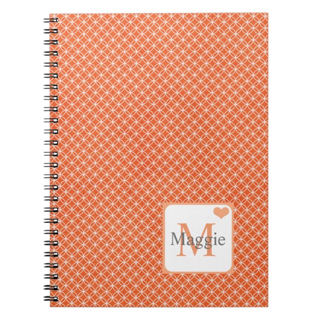 Caderno Espiral Design de Pêssego Moderno Personalizado (Frente)