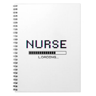 Caderno Espiral Design de Pixel Art de Enfermeira Carregando com F