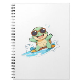 Caderno Espiral Design de Praia de Verão de Tartaruga Surfista Chi