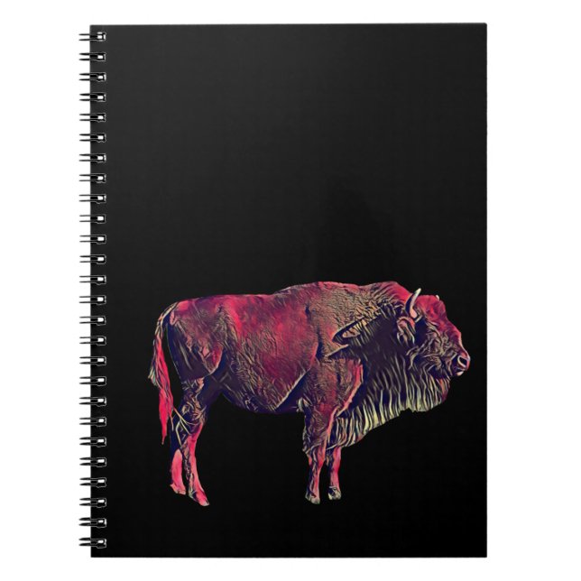 Caderno Espiral Design de Retrato de Buffalo para Bison ou Animal  (Frente)