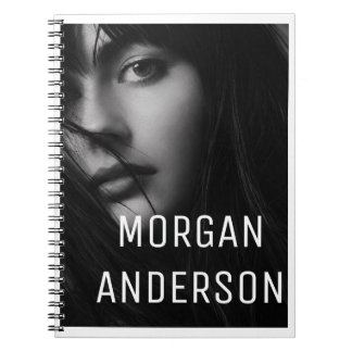 Caderno Espiral Design de retrato preto e branco Morgan Anderson s