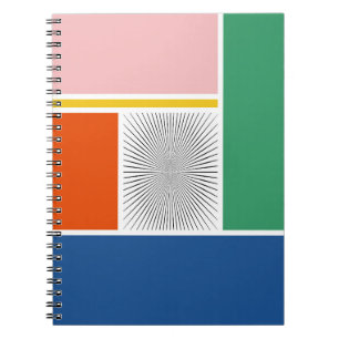 Caderno Espiral Design de Retro Moderno de Bloco de Cores