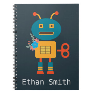 Caderno Espiral Design de robots bonitos para crianças