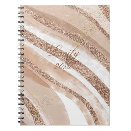 Caderno Espiral Design de rosa com brilho Dourado