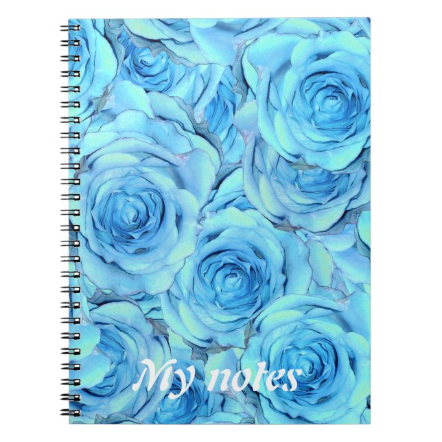Caderno Espiral Design de rosa opulento em notebook turquesa (Frente)