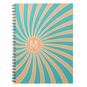 Caderno Espiral Design de rotura solar do estilo Pêssego e Turques