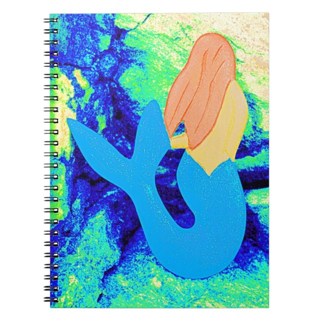 Caderno Espiral design de sereia azul (Frente)