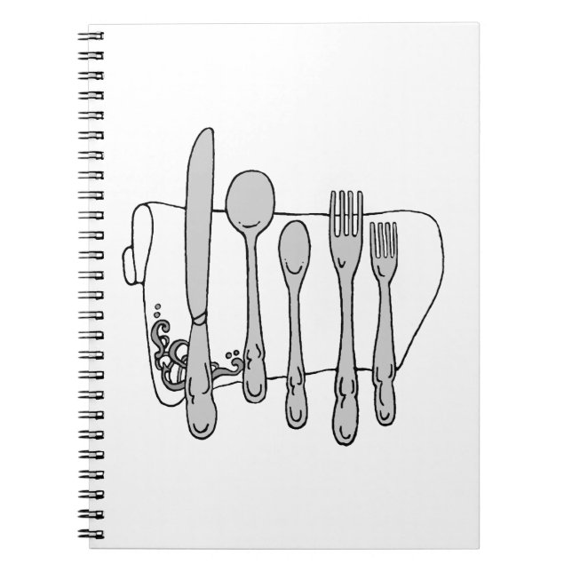 Caderno Espiral Design de Siverware Preto e Branco (Frente)