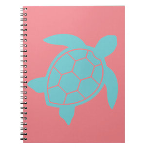 Caderno Espiral Design de Tartaruga-do-mar no oceano Seafoam Verde