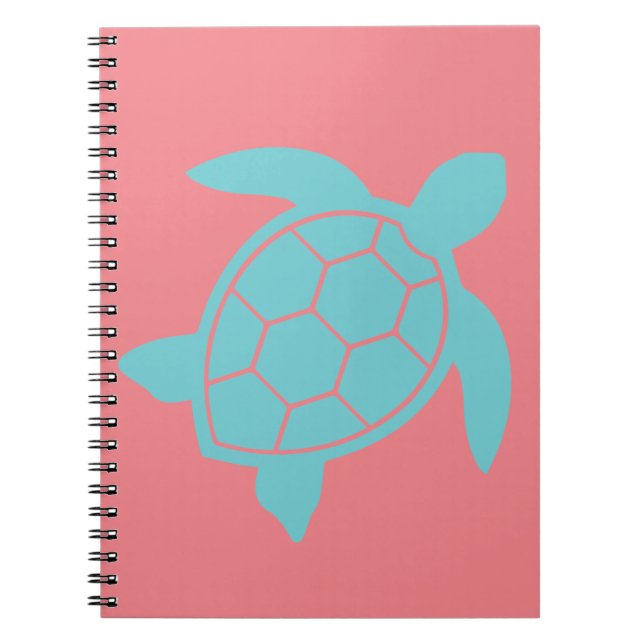 Caderno Espiral Design de Tartaruga-do-mar no oceano Seafoam Verde (Frente)