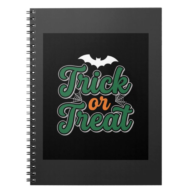 Caderno Espiral design de teia de morcego de Halloween_1 (Frente)