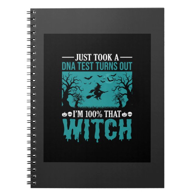 Caderno Espiral Design de Teste de DNA de Bruxa de Halloween (Frente)