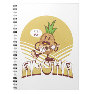 Caderno Espiral Design de texto "Aloha" com estilo retrô