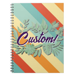Caderno Espiral Design de texto botânico vibrante colorido
