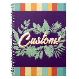 Caderno Espiral Design de texto botânico vibrante colorido