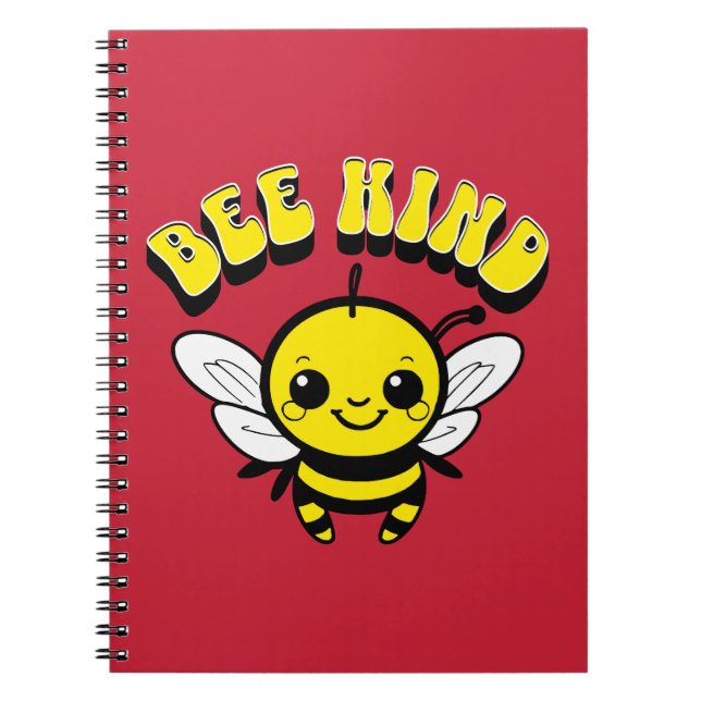 Caderno Espiral Design de texto de abelhas (Frente)