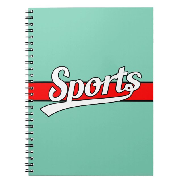 Caderno Espiral Design de texto: ESPORTE branco + seu próprio text (Frente)