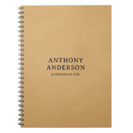 Caderno Espiral Design de Textura de Couro Falso Dourado