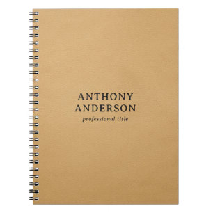 Caderno Espiral Design de Textura de Couro Falso Dourado