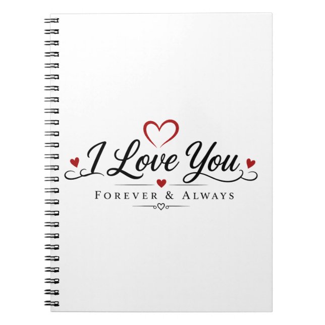 Caderno Espiral Design de Tipografia Eu Te Amo (Frente)