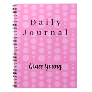 Caderno Espiral Design de Tipografia Minimalista com Bolinhas Rosa