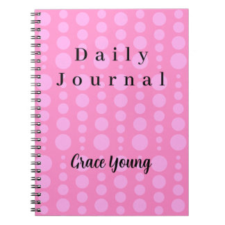 Caderno Espiral Design de Tipografia Minimalista com Bolinhas Rosa