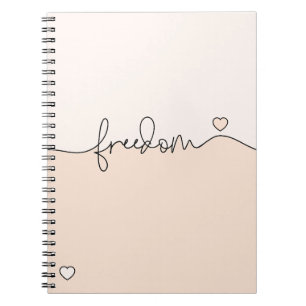 Caderno Espiral Design de Tipografia Minimalista Liberdade