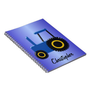 Caderno Espiral Design de trator azul personalizado