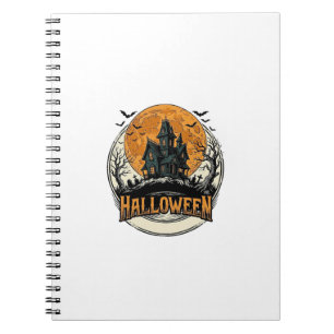 Caderno Espiral Design de Vetor de Casa Assombrada de Halloween Vi