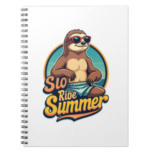 Caderno Espiral Design de Vibes de Praia Retro de Verão de Preguiç