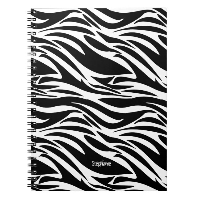 Caderno Espiral Design De Zebra Negra E Branca (Frente)